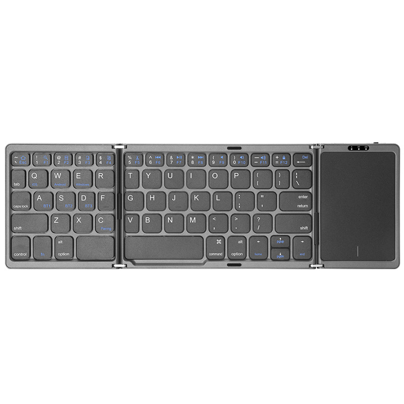 Foldable Wireless Bluetooth Keyboard Folding Mini Keyboards With Touchpad for PC Mac Smartphone Windows iOS Android: black