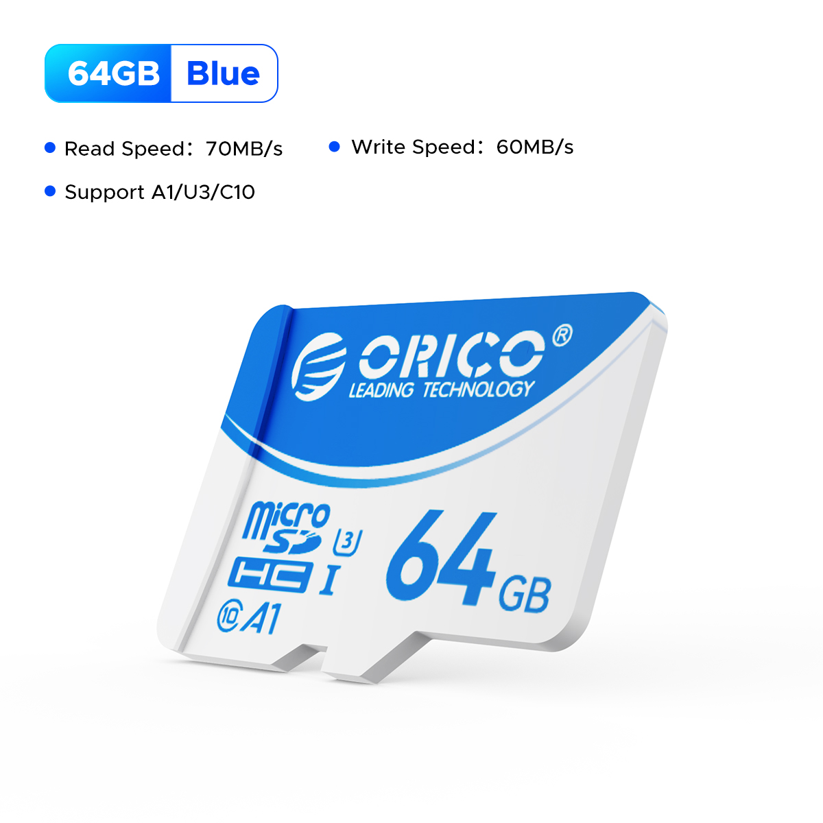 ORICO T3 128GB microSDXC UHS-I Memory Card, 70MB/s Read, 60MB/s, 4K UHD Recoding, U3, Class10, V30, A1, Micro SD for Camera: 400GB