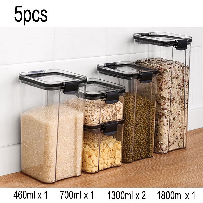 Airtight Food Container Platic Container That Can Be Stacked Kitchen Storage Container Food Storage Canister Set Kitchen Items: DIY B 5Pcs