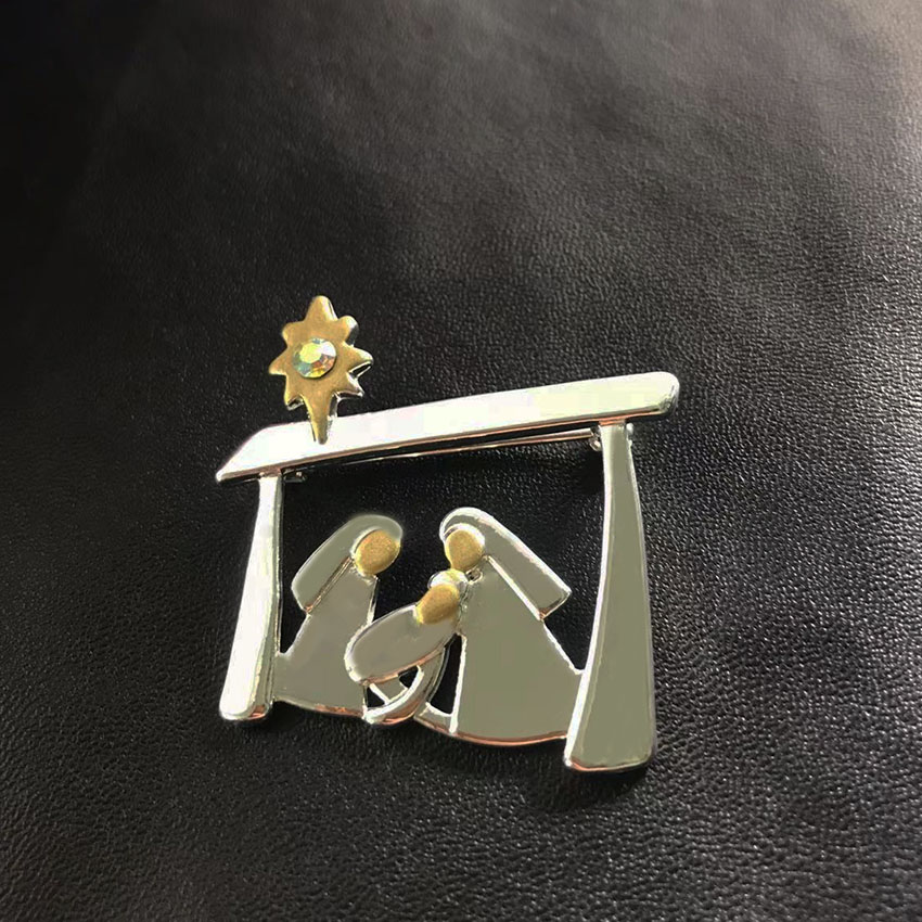 creatieve ontwerpbroche voor kerstcollectie als een kind geboren Memorial Pins