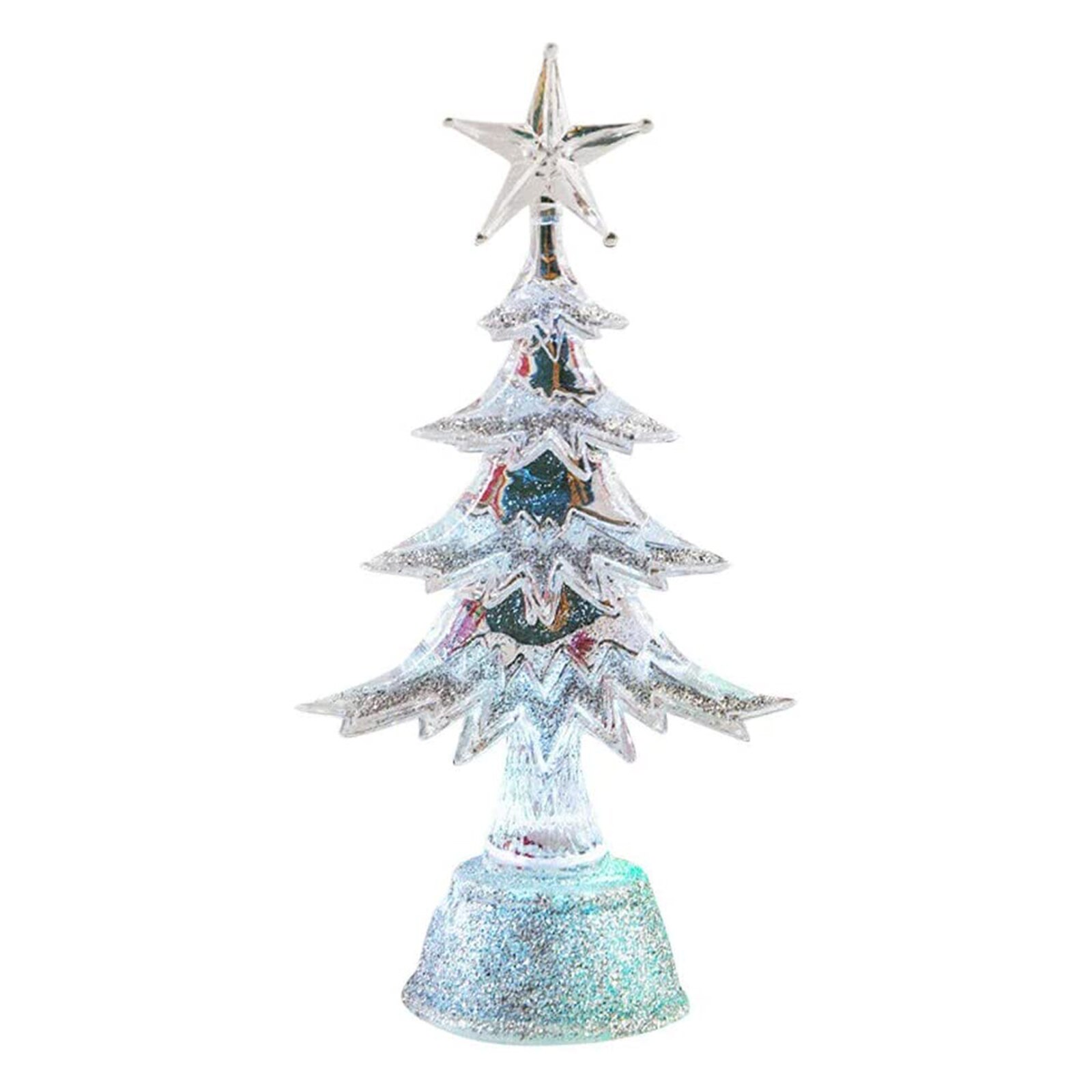 Tabletop Mini Christmas Tree with LED Lights Artificial Pine Tree for DIY Halloween Christmas Ornaments Decorations WWO6: Silver