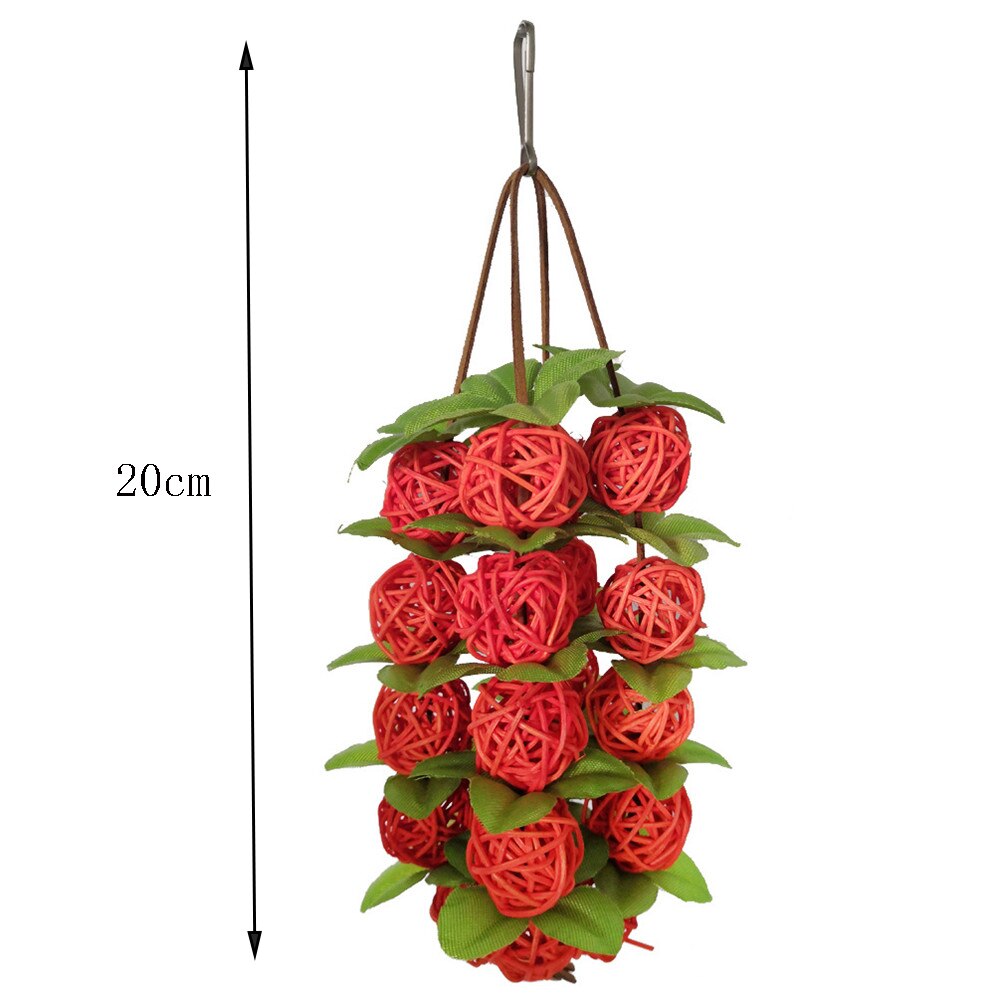 20cm Hanging Rattan Balls Toys Bird Interactive Bite Chew Toys For Parakeet Budgie Accessories Bird Playing Toys
