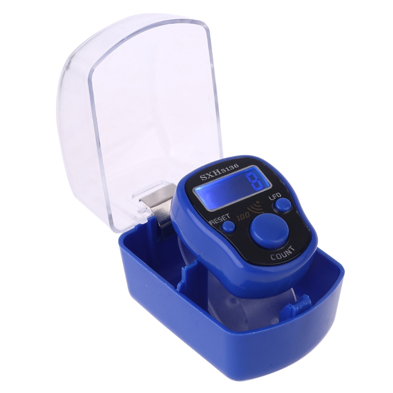 LED Finger Zähler Digitale Elektronische Zähler Runde Spur Handheld Clicker mit Ring Ziffern Anzeige Manuelle Dekompression Werkzeug: Blau