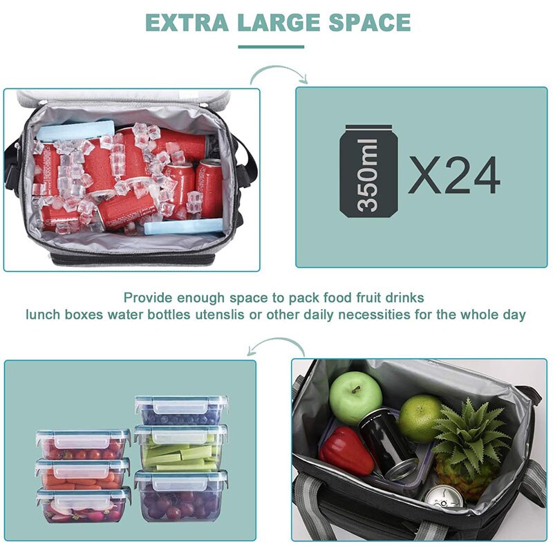 Sac à main isotherme pour pique-nique, capacité étanche de 15l, boîte à déjeuner, sac à main pour voyage, glacière Portable, sacs alimentaires pour hommes, femmes et enfants