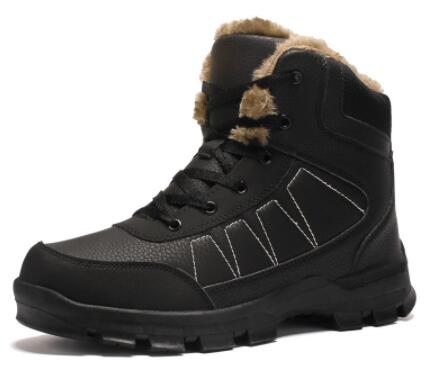 Mens Schnee Stiefel Winter Wasserdichte Warme Pelz Spitze hoch lässig Schuhe Herren hoch oben Leder Mann Knöchel Schnee Stiefel: Schwarz / 6