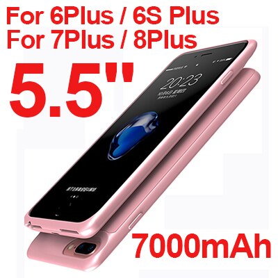 7000mAh Battery Charger Case for iphone 7 8 Plus External Backup Portable charger case For iPhone 6 Plus/6S Plus PowerBank Case: Rosy Gold