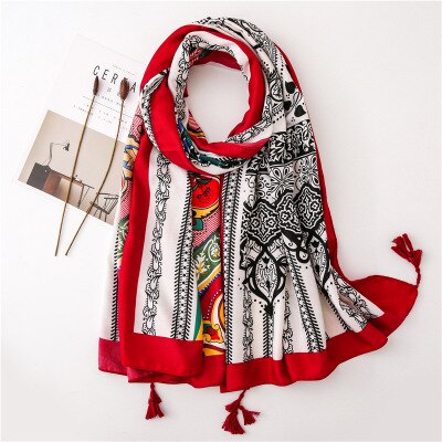 Écharpe pour femme, châles et écharpes chauds, doux et longs, style ethnique, imprimé, étoles de plage, écharpe hijab douce et chaude: 11