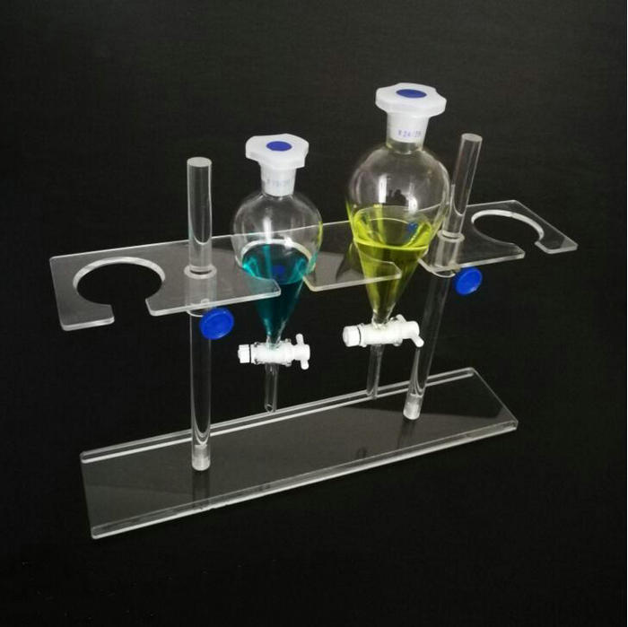 1 Uds. Soporte de embudo separador de vidrio orgánico PMMA soporte Rack suministros de laboratorio 2 agujeros o 4 agujeros tamaño de los poros 45/55mm