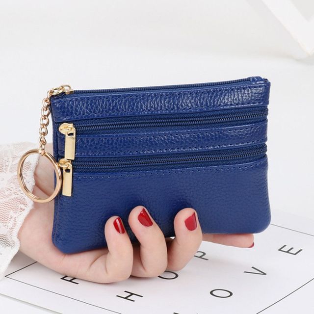 2023 Mode Vrouwen Portemonnee Clutch Drie Rits Vrouwelijke Korte Kleine Portemonnee Nieuw Zachte Mini Kaarthouder Portemonnee Geldzak: Sky Blue