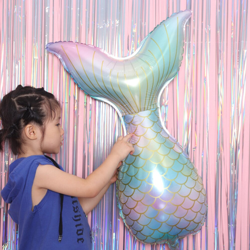 3Pcs Mermaid Fishtail Vorm Ballonnen Mermaid Thema Partij Aluminium Folie Ballonnen Verjaardagsfeestje Layout Supply Decoratie Set