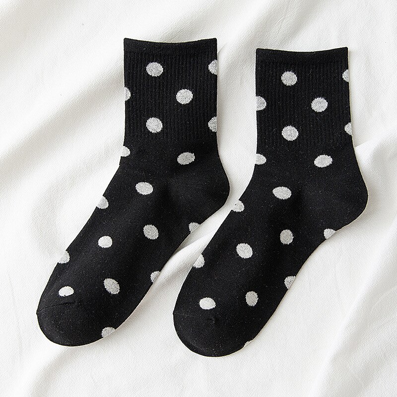 Vrouwen Leuke Dot Print Sokken Mooie Vrouwelijke Katoen Midden Buis Losse Retro Casual Polka Dot Sokken Japanse Kawaii Sokken: 2
