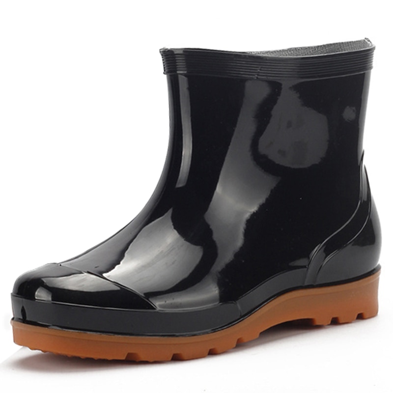 black non-slip low tube breathable rain boots men's rain boots car wash work fishing rubber shoes water boots
