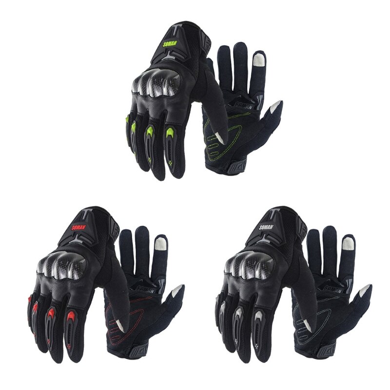 NORMAN Sommer Motorrad Handschuhe Schwarz Large – Mit Carbon-Knöchelschutz & Klettverschluss