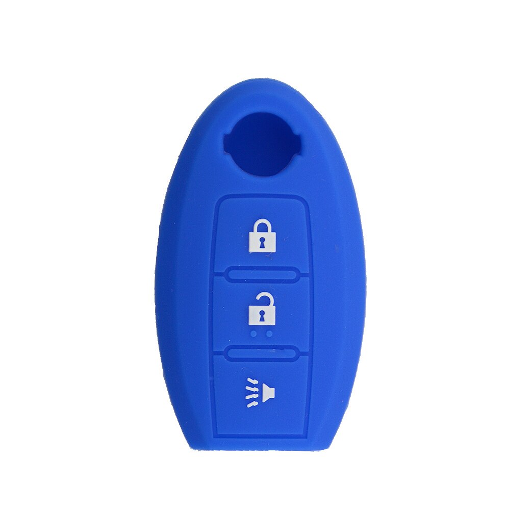 Okeytech afstandsbediening autosleutel siliconen hoesje voor nissan x-trail xtrail rogue  t32 -  silicagel 3 knoppen beschermhoes: Blauw