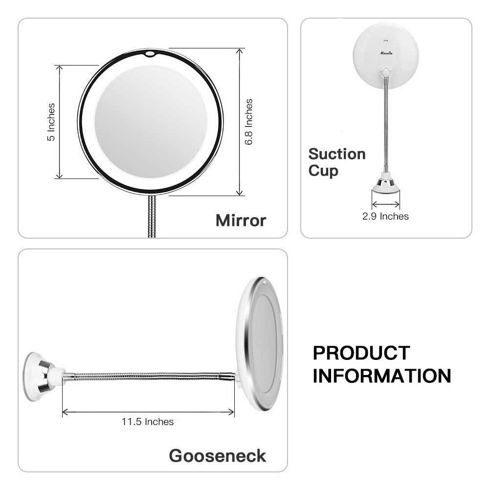 7 inch Makeup Mirror with Lights 10X Magnification Mirrors Light Vanity Mirror with LEDs MakeUp Mirror Travel Mirror Female