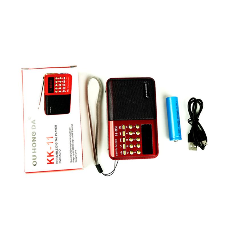 Premium recargable Mini portátil de mano K11 Radio multifuncional Digital FM USB TF MP3 reproductor de altavoces dispositivos suministros