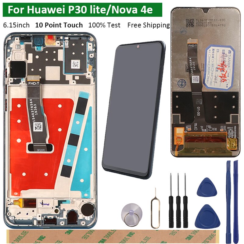6.15 "Display Voor Huawei P30 Lite Lcd-scherm Getest Touch Screen Vervanging Voor Huawei Nova 4e/P 30 lite MAR-LX1A LX1M Screen