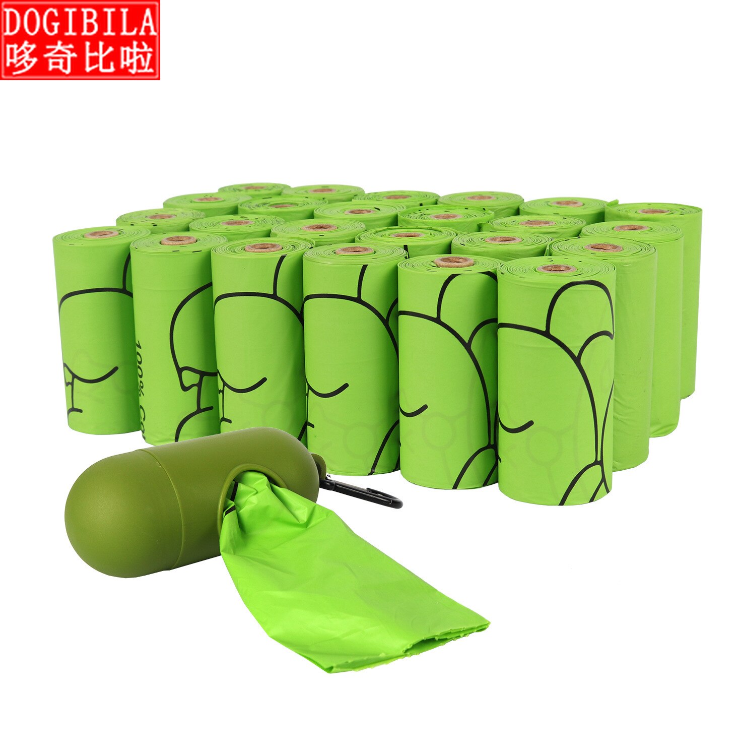 Sac à merde en amidon de maïs entièrement dégradable 23x33cm pour chien, sac à excréments pour animaux de compagnie, produits pour animaux de compagnie, épaisseur: 0.018mm, 15 sachets/rouleau