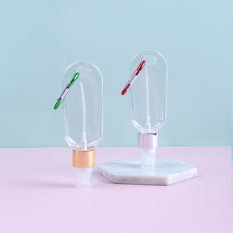 30/50ml Portable Heart Shape Empty Hand Sanitizer Bottle With Key Ring Hook travel Refillable empty Bottle Alcohol Containers