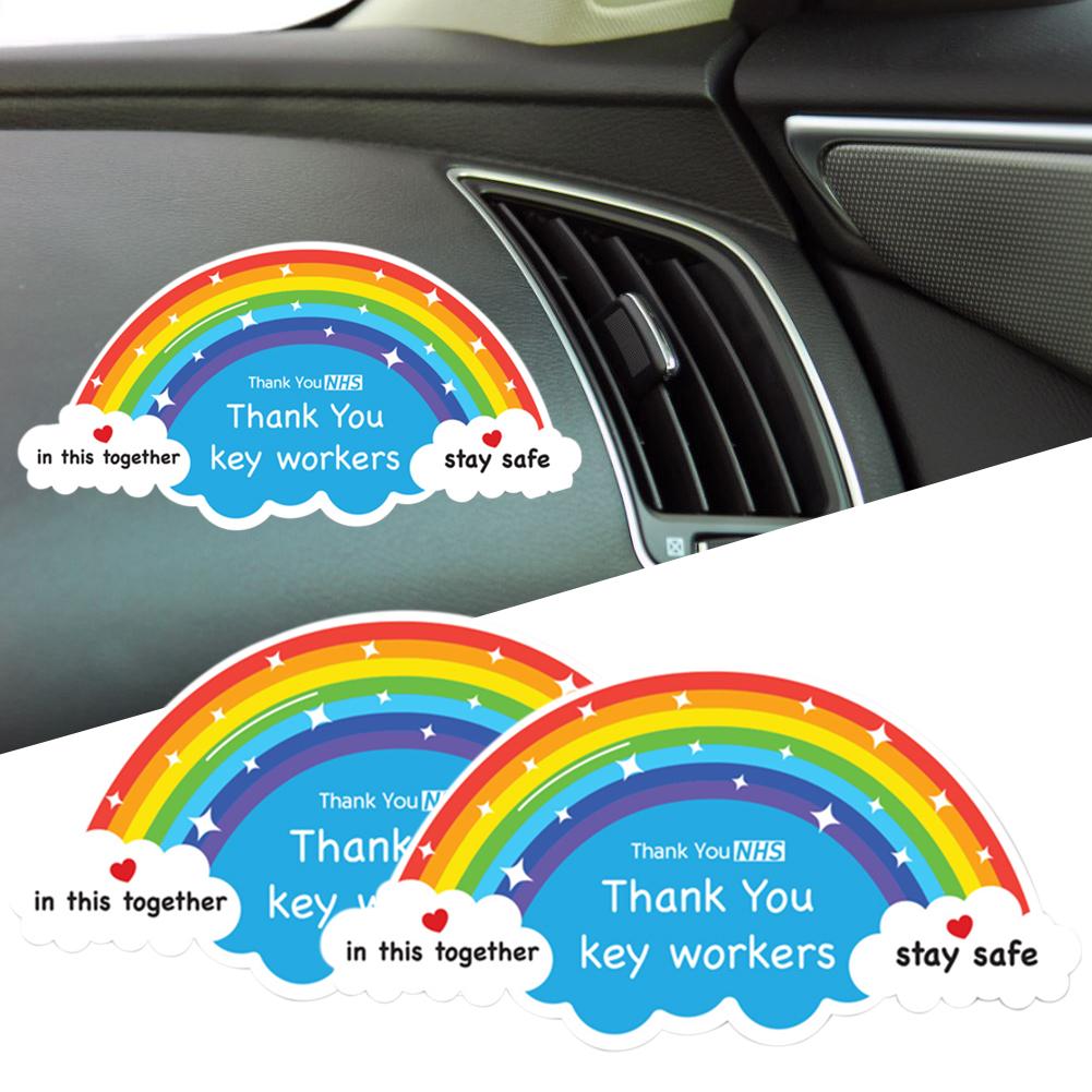 Car Stickers A5 A6 Thank You NHS Sticker Rainbow Waterproof Vinyl Signs Window Car Taxi Van Shop Sticker