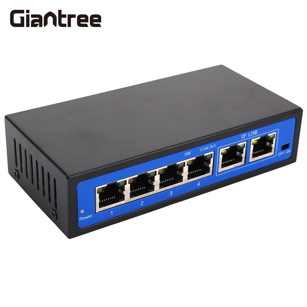 POE Ethernet Switch 4 PoE Injector Poe Camera Universal Switch 10/100 Mbps Home Network Switches Router 4+2 Ports