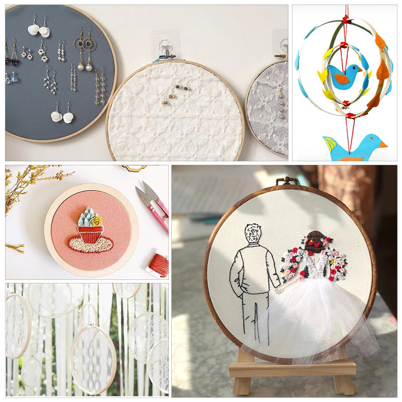 5 sizes Wooden Embroidery shed circle Cross-Stitch Frame Hoop Circle Jewelry Making DIY hand Craft Sewing Needwork Tool 5pcs/lot