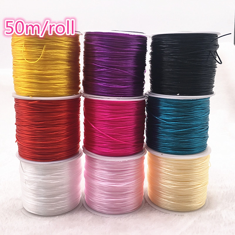 50M/Roll Flexible Elastic Crystal Line Rope Cord For Jewelry Making Beading Bracelet Wire Fishing Thread Rope Color U Pick