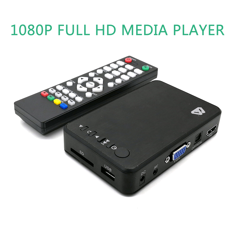 Mini Full HD Media multimedia Player Autoplay 1080P USB External HDD SD U Disk Media Player With HDMI Cable VGA AV FOR MKV RMVB