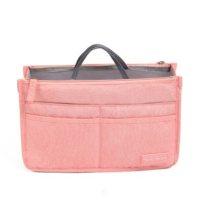 Bolsa de almacenamiento multifuncional para mujer, bolsa con inserción de viaje, bolso de mano, bolso grande líneas, bolsa de cosméticos de maquillaje para mujer, bolsa femenina: Pink / S