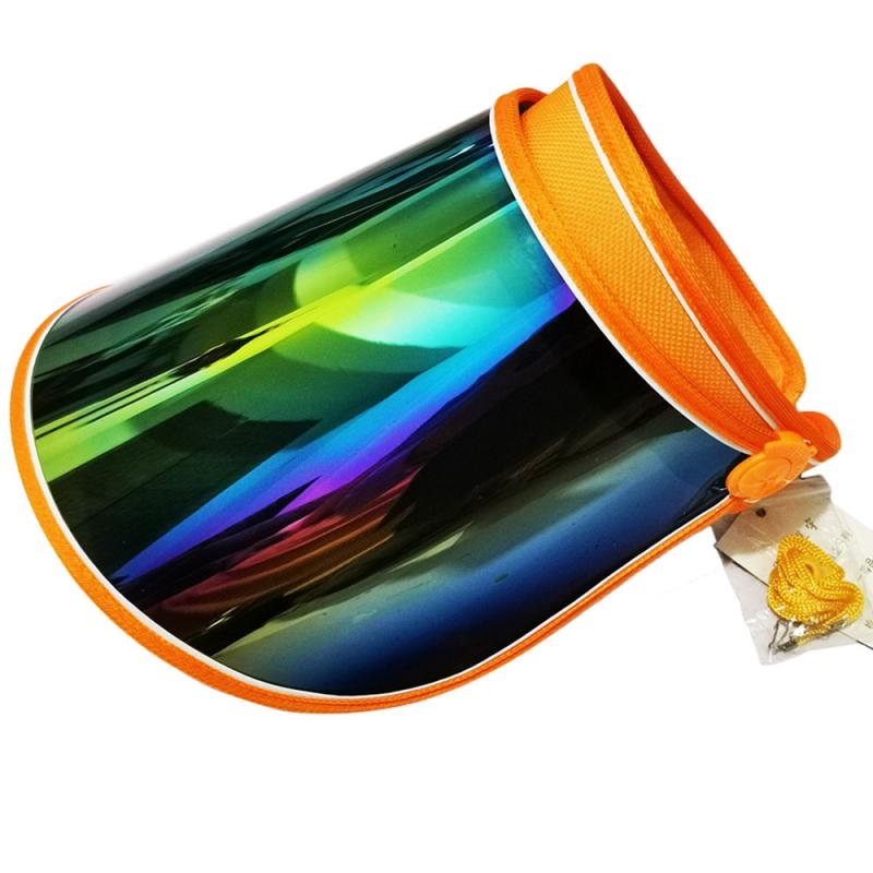 Women Summer Sun Protection Ultraviolet Sun Visor Hats Transparent Plastic Sunshade Hat Face Shield Outdoor Travel Beach Caps: Color orange