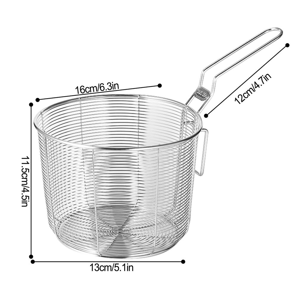 Basket Fry Frying Strainer Baskets Steel French Stainless Chip Fries Food Round Fryer Wire Mesh Deep Fried For Spoon Serving: black
