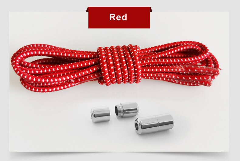 Elastic Shoelaces Round Locking No Tie Shoe Laces Quick Lazy Laces Rubber Sneakers Shoelace for Kids Adult Shoe Laces No Tie: red