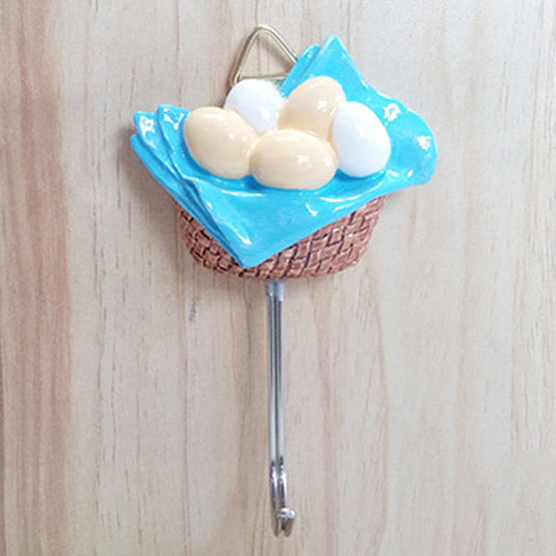 Gancho de cocina bonito de resina con forma de huevo, gancho con adhesivo fuerte, llavero para pared, puerta de pared, percha para sombrero de abrigo, accesorios de cocina y baño: 01