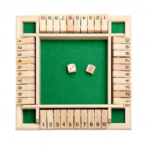 4 Zijdig 10 Nummers Sloot De Doos Bordspel Houten Mathematische Traditionele Pub Board Dice Game Familie Reizen Leuk Spel set: green