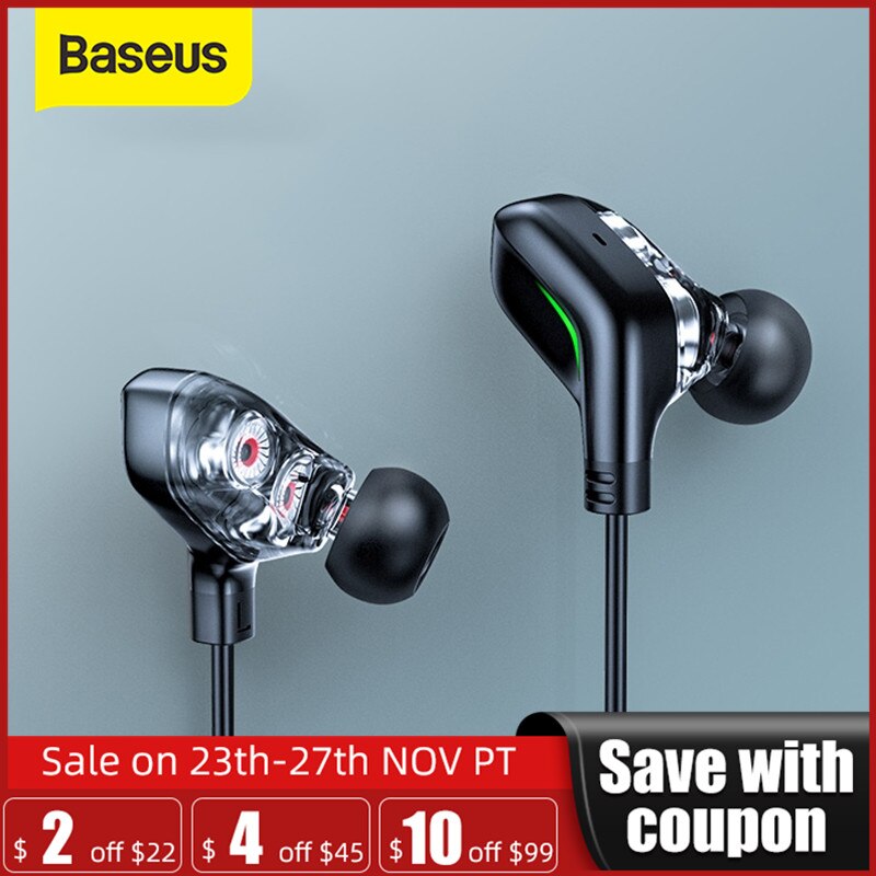 Baseus gamo  c18 typ c spelhörlurar med rgb light öronkrok trådbundna in-ear bas stereo hörlurar för  ps4 pc datorspelare