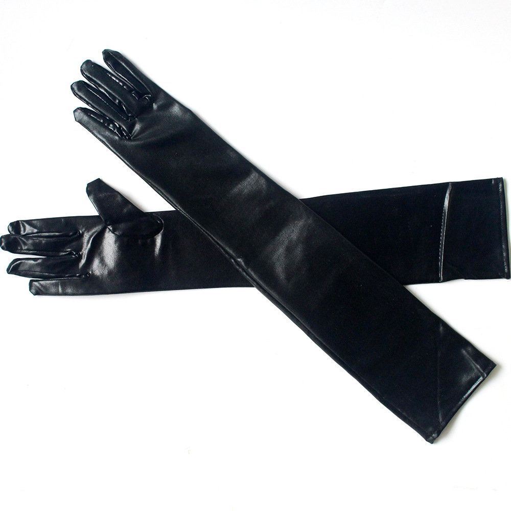 Guantes largos de cuero blancos, guantes largos brillantes sexis para mujer, ropa de discoteca de látex de cuero, disfraz de ópera para: Verde militar