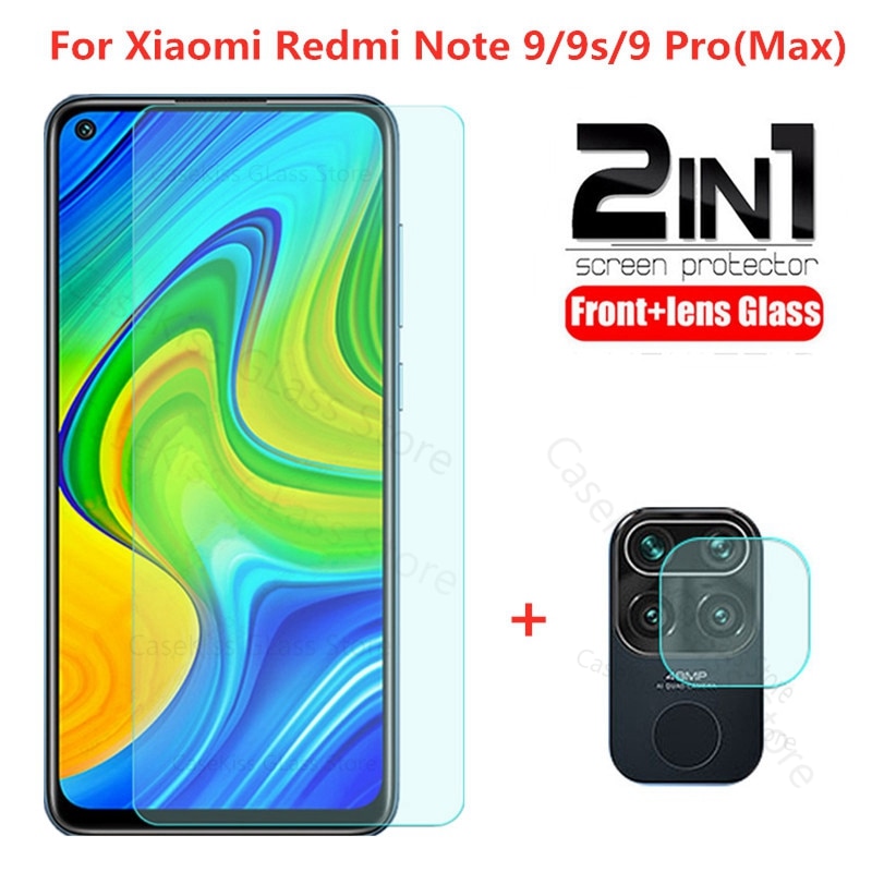 2 in 1 gehärtetem glas für redmi note 9 9s hinweis 9pro max screen protector kamera objektiv schutz glas auf redmi 9 9a hinweis 9 glas