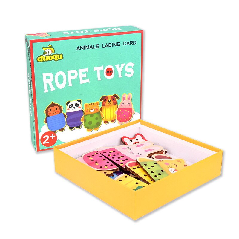 Jouet en bois pour enfant, jeu de déguisement à filage Animal, éducation de la petite enfance, jouet habillé pour fille