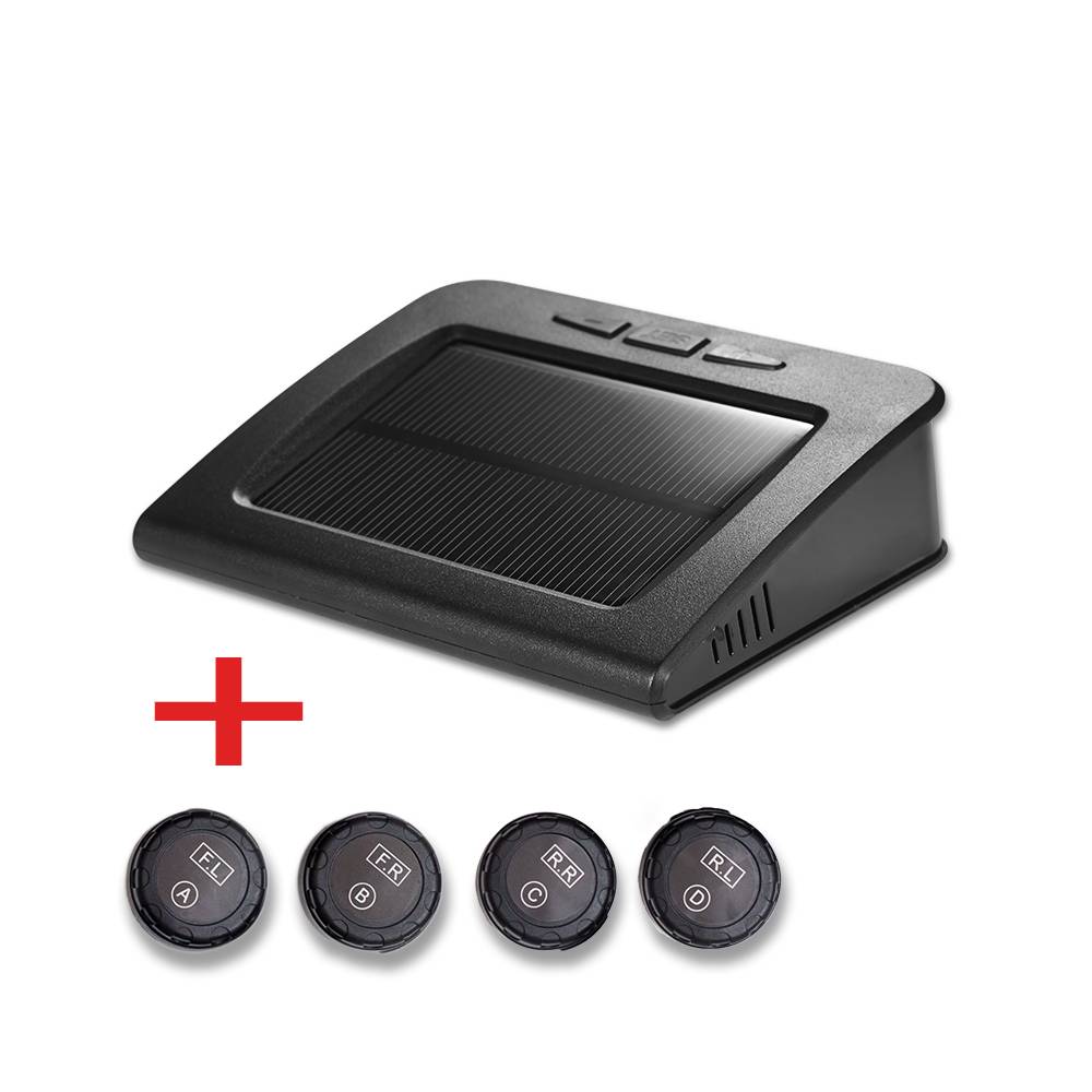 Sistema de Monitoreo de presión de neumáticos de coche TPMS inalámbrico Solar, LCD, 4 sensores externos, energía Solar, TPMS