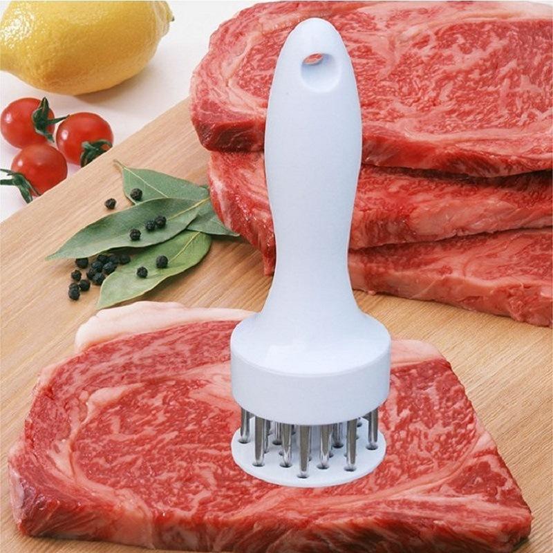 1PC Carne Amaciador Agulha Profissão topo Agulha Com Ferramentas De Cozinha Em Aço Inoxidável Martelo de Carne Amaciante de Carne Para O Bife de Carne: white