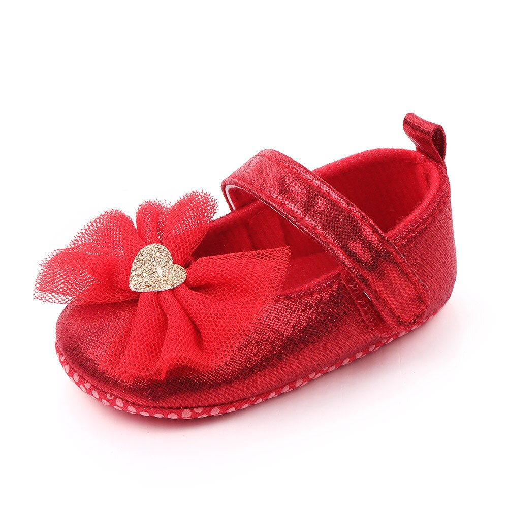 Spring / Autumn Infant Baby Girl baby Shoes princess Bow shoes soft bottom non-slip toddler shoes PU Leather First Walkers: red / 3