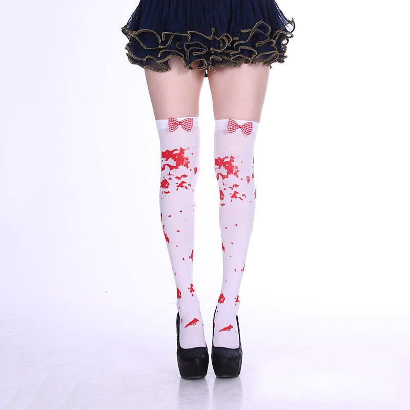 2021Hot Halloween Snoep Kleur Strik Lange Hoge Buis Over-De-Knie Dij Sokken Polka Dot Schedel Persoonlijkheid straat Sexy Night