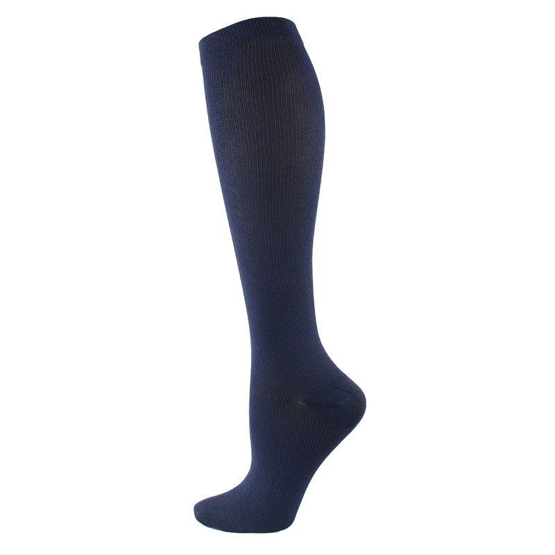 Medias de compresión para hombre y mujer, calcetines adelgazantes para la circulación sanguínea, antifatiga, cómodos, de viaje, Color sólido: Azul oscuro / men