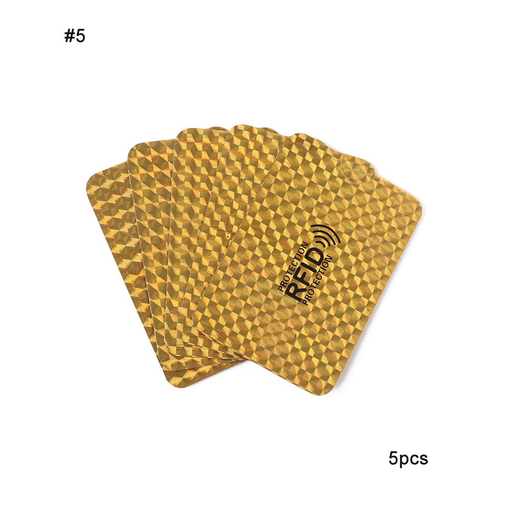 Lot de 5 protections de cartes bancaires anti-démagnétisation en aluminium, sac de protection rfid, brosse antivol nfc, porte-cartes d'identité, bureau: 5