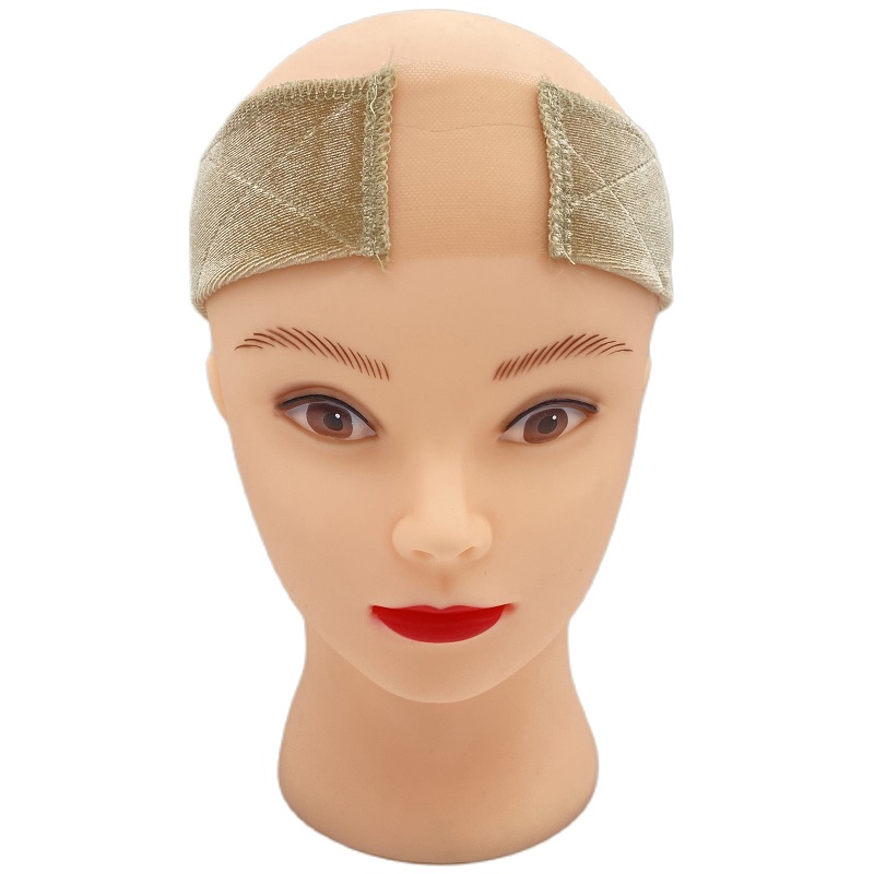 Banda de agarre de peluca de terciopelo ajustable antideslizante, soporte elástico para salón, banda de terciopelo, accesorio para peluca, diadema para peluca de pelo: Beige
