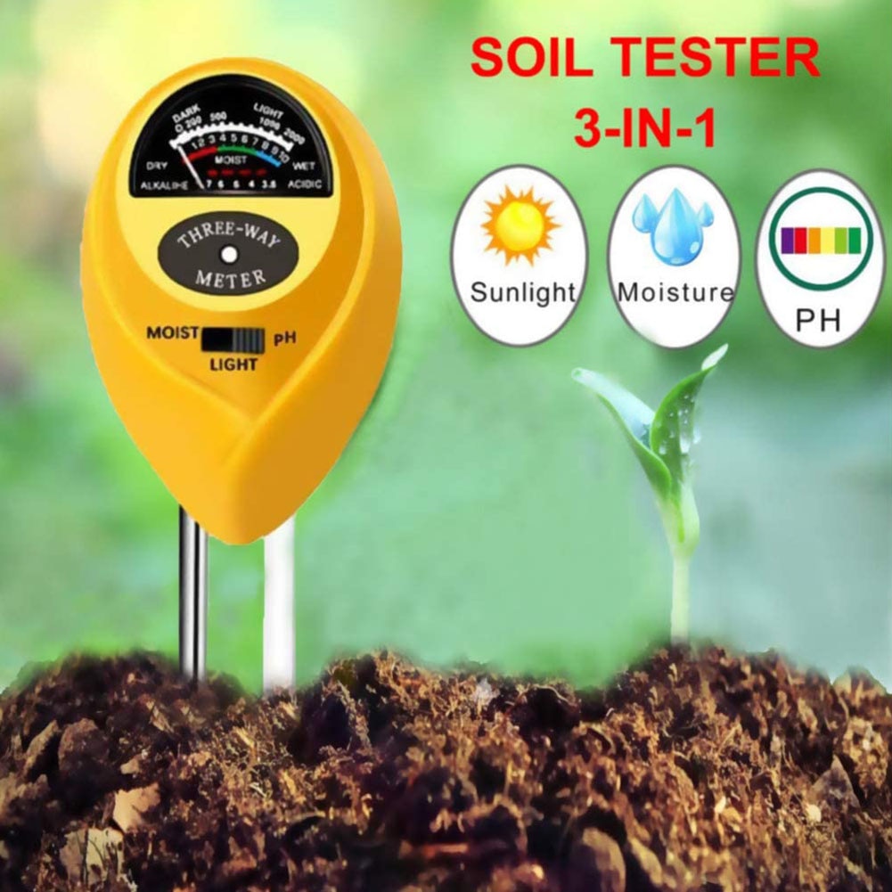 Soil PH Meter 3 in 1 Soil Test Kits with Moisture Light PH Tester Portable for Plant Garden J8