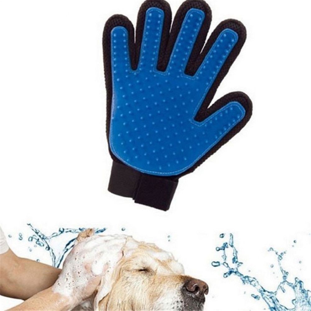 Silikone kæledyr blød hund børste handske kæledyr grooming handske til kæmning uld blid hund bad kat kamme rengøringsmateriel hår fjerne