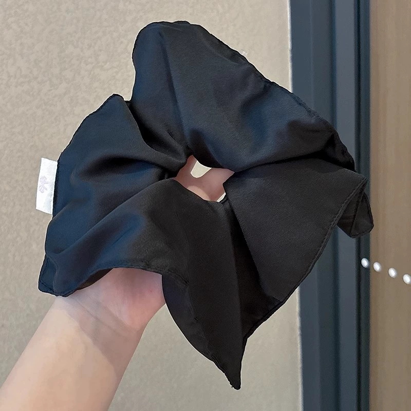 Elegante grande lenço quadrado círculo de cabelo para mulheres meninas elástico cetim hairbands laços de cabelo moda bandana acessórios para o cabelo: Verde exército