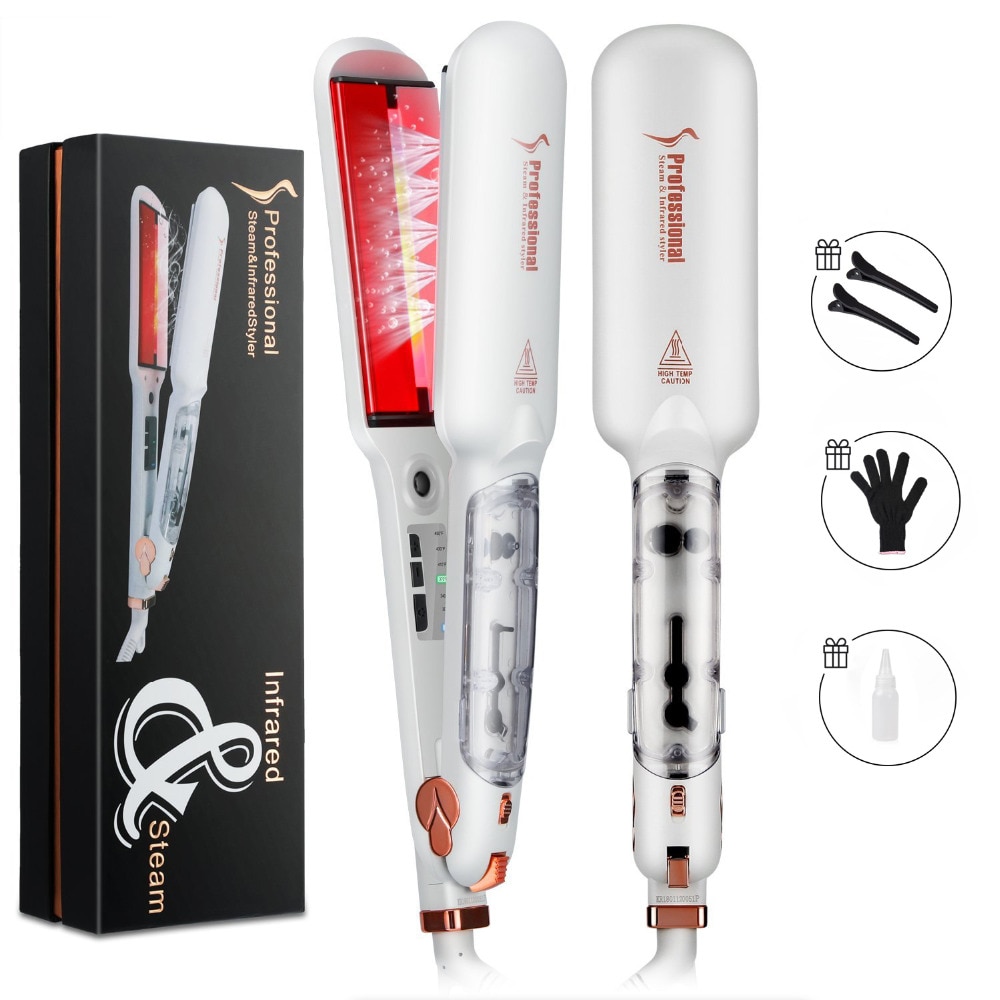 Infrared Steam Straighteners for Hair Infrared Hair Iron with 2 Inch Wide Ceramic Tourmaline Plates Hair Iron