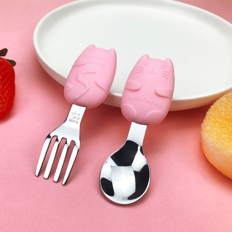 Spoon And Fork For Kids Children's Cutlery Set Cute Cartoon Metal spoons And Forks Stainless Steel Eco Friendly Kids Tableware